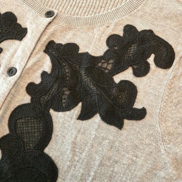 CAbi Women's Applique Cardigan Gray Black Size M - Picture 5 of 11